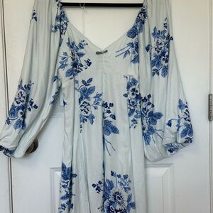 Floral Blue and White Dress